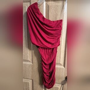 Elegant Red Ruched Skirt